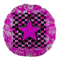 Pink Star Large 18  Premium Flano Round Cushion  from ArtsNow.com Back