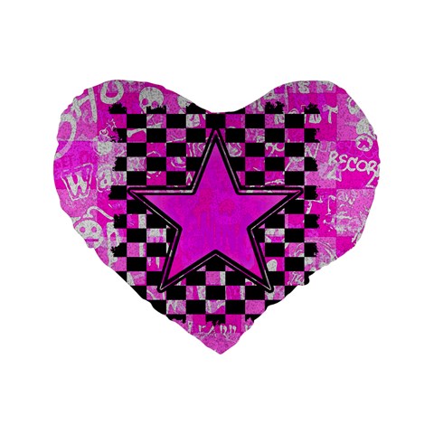 Pink Star Standard 16  Premium Flano Heart Shape Cushion  from ArtsNow.com Front