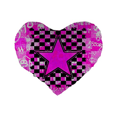 Pink Star Standard 16  Premium Flano Heart Shape Cushion  from ArtsNow.com Back