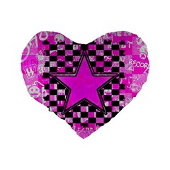 Pink Star Standard 16  Premium Flano Heart Shape Cushion  from ArtsNow.com Back