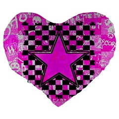 Pink Star Large 19  Premium Flano Heart Shape Cushion from ArtsNow.com Back