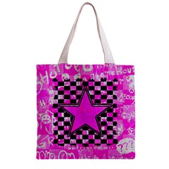 Pink Star Zipper Grocery Tote Bag from ArtsNow.com Front