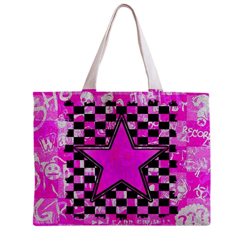 Pink Star Zipper Mini Tote Bag from ArtsNow.com Front