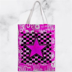 Pink Star Zipper Classic Tote Bag from ArtsNow.com Front