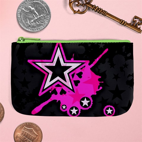 Pink Star Design Large Coin Purse from ArtsNow.com Front