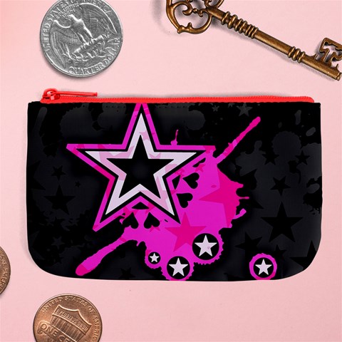 Pink Star Design Large Coin Purse from ArtsNow.com Front