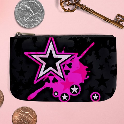 Pink Star Design Large Coin Purse from ArtsNow.com Front