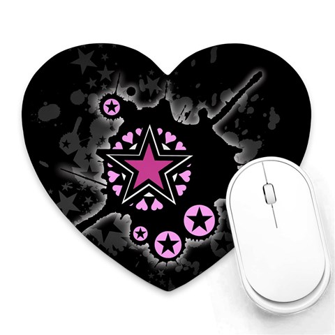 Pink Star Explosion Heart Mousepad from ArtsNow.com Front