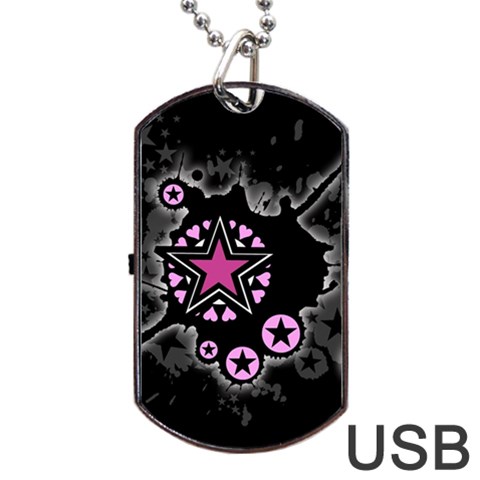 Pink Star Explosion Dog Tag USB Flash (One Side) from ArtsNow.com Front