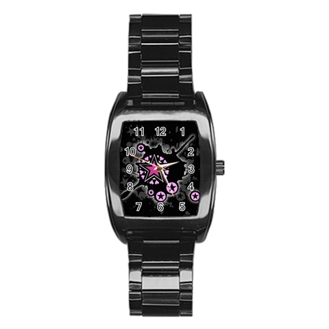 Pink Star Explosion Stainless Steel Barrel Watch from ArtsNow.com Front