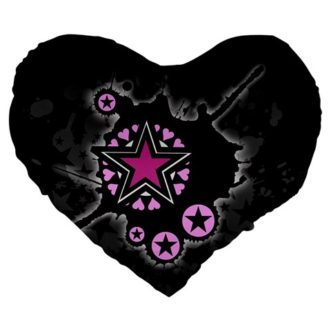 Pink Star Explosion Large 19  Premium Flano Heart Shape Cushion from ArtsNow.com Front