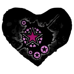 Pink Star Explosion Large 19  Premium Flano Heart Shape Cushion from ArtsNow.com Front