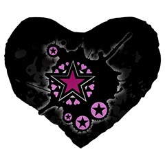 Pink Star Explosion Large 19  Premium Flano Heart Shape Cushion from ArtsNow.com Back