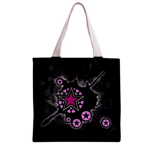 Pink Star Explosion Zipper Grocery Tote Bag from ArtsNow.com Front