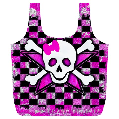 Pink Star Skull Full Print Recycle Bag (XL) from ArtsNow.com Back