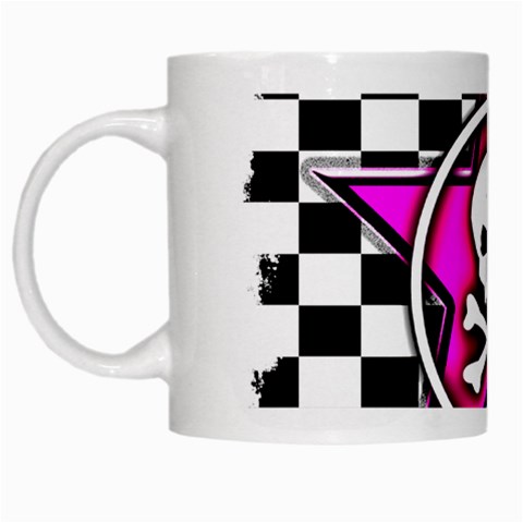 Pink Star Skull Checker White Mug from ArtsNow.com Left