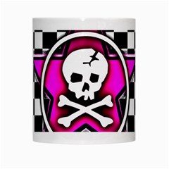 Pink Star Skull Checker White Mug from ArtsNow.com Center