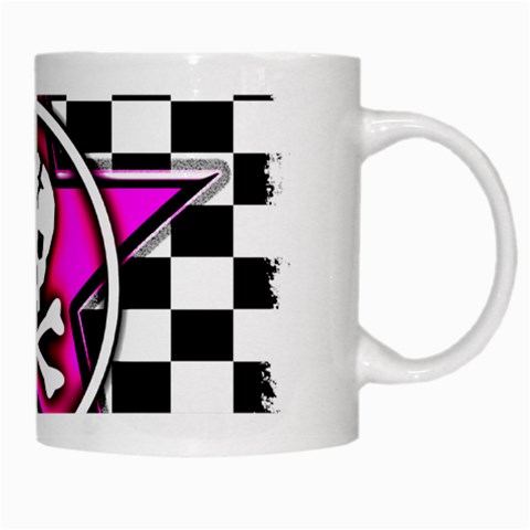 Pink Star Skull Checker White Mug from ArtsNow.com Right