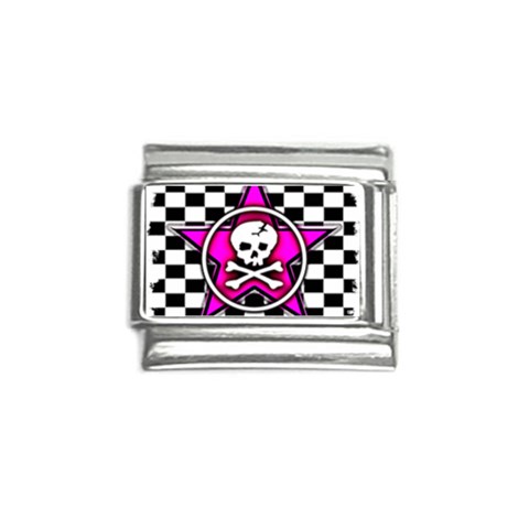 Pink Star Skull Checker Italian Charm (9mm) from ArtsNow.com Front