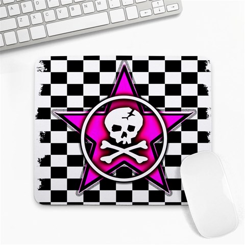 Pink Star Skull Checker Large Mousepad from ArtsNow.com Front