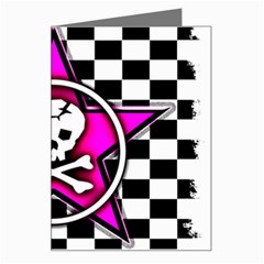 Pink Star Skull Checker Greeting Card from ArtsNow.com Left