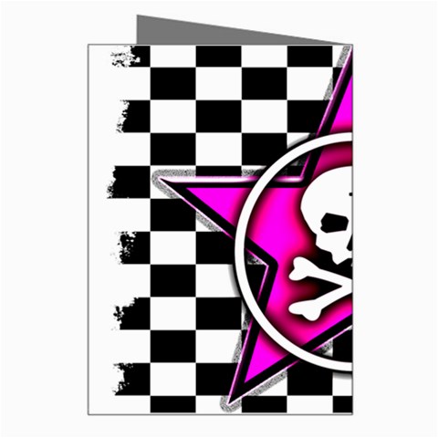 Pink Star Skull Checker Greeting Card from ArtsNow.com Right