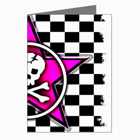 Pink Star Skull Checker Greeting Cards (Pkg of 8) from ArtsNow.com Left