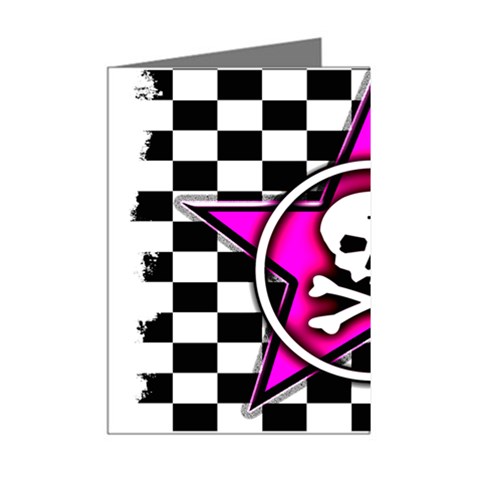 Pink Star Skull Checker Mini Greeting Cards (Pkg of 8) from ArtsNow.com Right