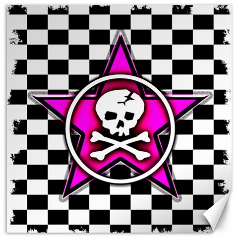 Pink Star Skull Checker Canvas 16  x 16  from ArtsNow.com 15.2 x15.41  Canvas - 1