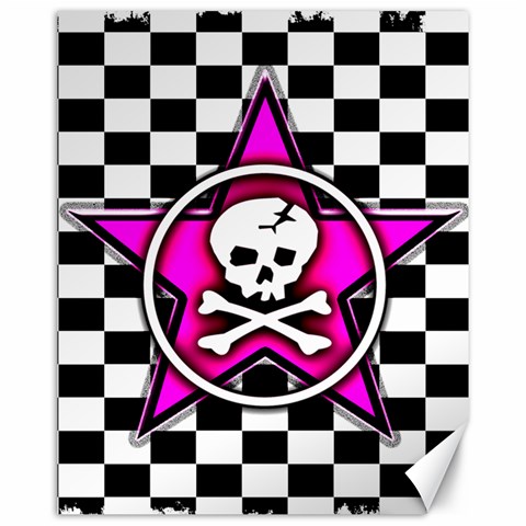 Pink Star Skull Checker Canvas 16  x 20  from ArtsNow.com 15.75 x19.29  Canvas - 1