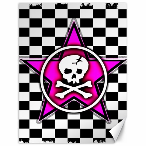 Pink Star Skull Checker Canvas 18  x 24  from ArtsNow.com 17.8 x23.08  Canvas - 1