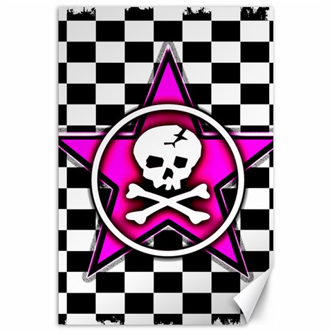 Pink Star Skull Checker Canvas 20  x 30  from ArtsNow.com 19.62 x28.9  Canvas - 1