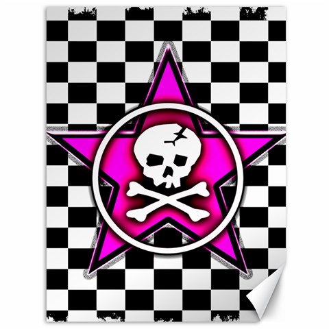 Pink Star Skull Checker Canvas 36  x 48  from ArtsNow.com 35.26 x46.15  Canvas - 1