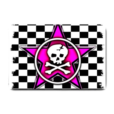 Pink Star Skull Checker Small Doormat from ArtsNow.com 24 x16  Door Mat