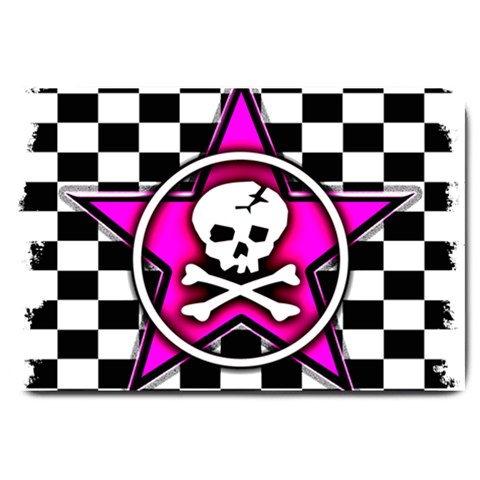 Pink Star Skull Checker Large Doormat from ArtsNow.com 30 x20  Door Mat