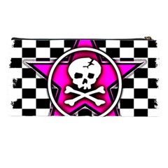 Pink Star Skull Checker Pencil Case from ArtsNow.com Back