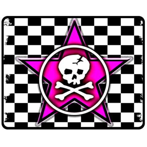 Pink Star Skull Checker Fleece Blanket (Medium) from ArtsNow.com 60 x50  Blanket Front