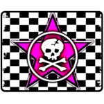 Pink Star Skull Checker Fleece Blanket (Medium)