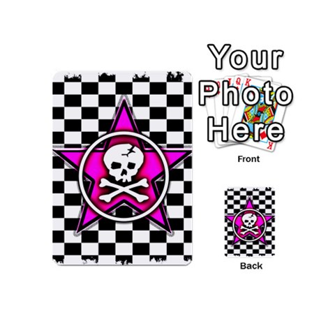 Pink Star Skull Checker Playing Cards 54 Designs (Mini) from ArtsNow.com Back