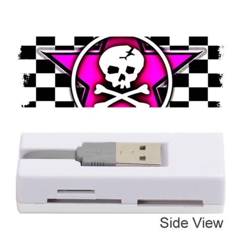 Pink Star Skull Checker Memory Card Reader (Stick) from ArtsNow.com Front