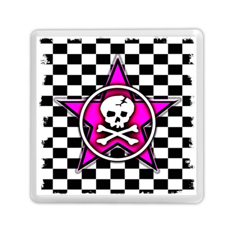 Pink Star Skull Checker Memory Card Reader (Square) from ArtsNow.com Front