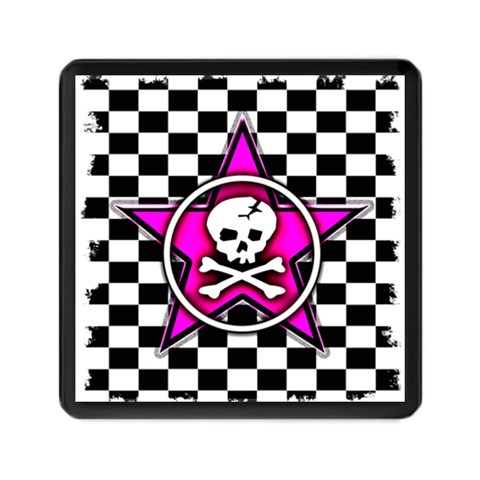 Pink Star Skull Checker Memory Card Reader (Square) from ArtsNow.com Front