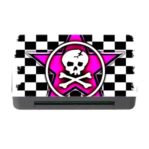 Pink Star Skull Checker Memory Card Reader with CF from ArtsNow.com Front