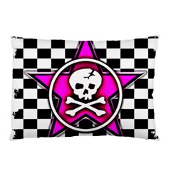 Pink Star Skull Checker Pillow Case (Two Sides) from ArtsNow.com Front