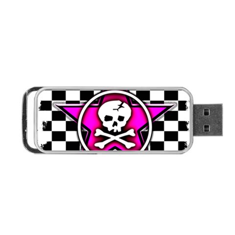 Pink Star Skull Checker Portable USB Flash (One Side) from ArtsNow.com Front