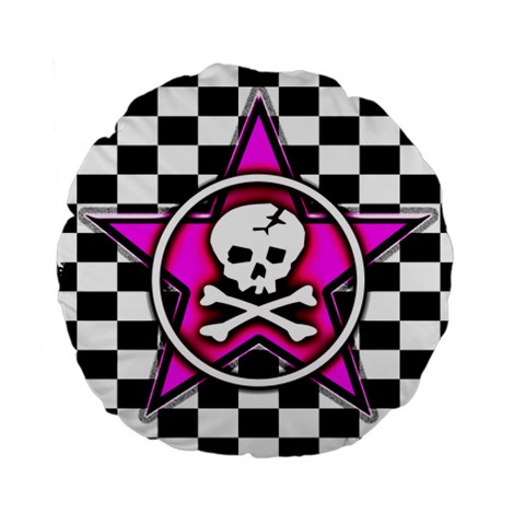 Pink Star Skull Checker Standard 15  Premium Round Cushion  from ArtsNow.com Back