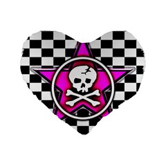 Pink Star Skull Checker Standard 16  Premium Heart Shape Cushion  from ArtsNow.com Front