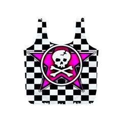 Pink Star Skull Checker Full Print Recycle Bag (S) from ArtsNow.com Front