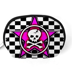 Pink Star Skull Checker Accessory Pouch (Medium) from ArtsNow.com Back