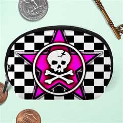 Pink Star Skull Checker Accessory Pouch (Large) from ArtsNow.com Back